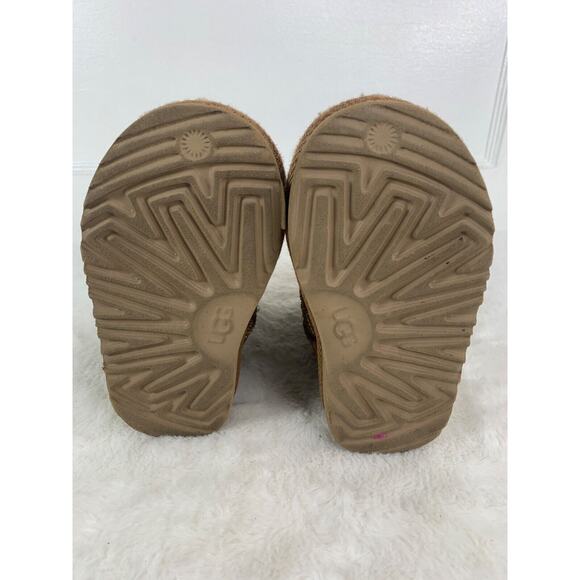 UGG Kids Classic Short Sparkle Boots Multicolor Logo Shearling Lined Tan Size 6 - Picture 8 of 9